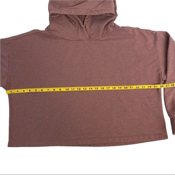 Z By Zella Washed Pullover Crop Hoodie Sweatshirt Purple Claret Large No String - Picture 8 of 11